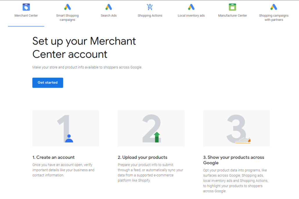 set up google merchant center