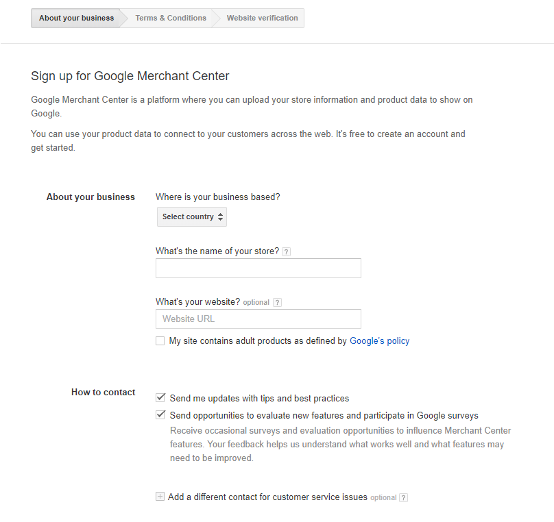 3 steps to google merchant center set up