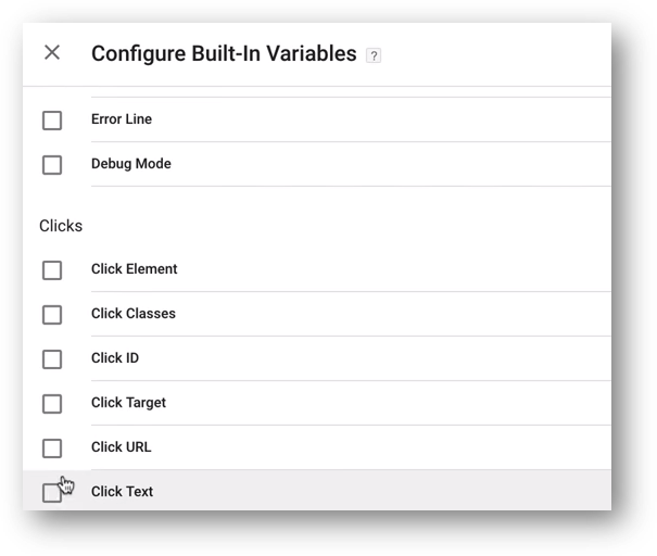 configure tag manager variables