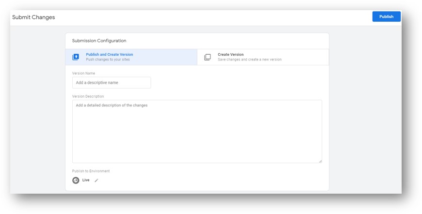 publish google tag manager container code