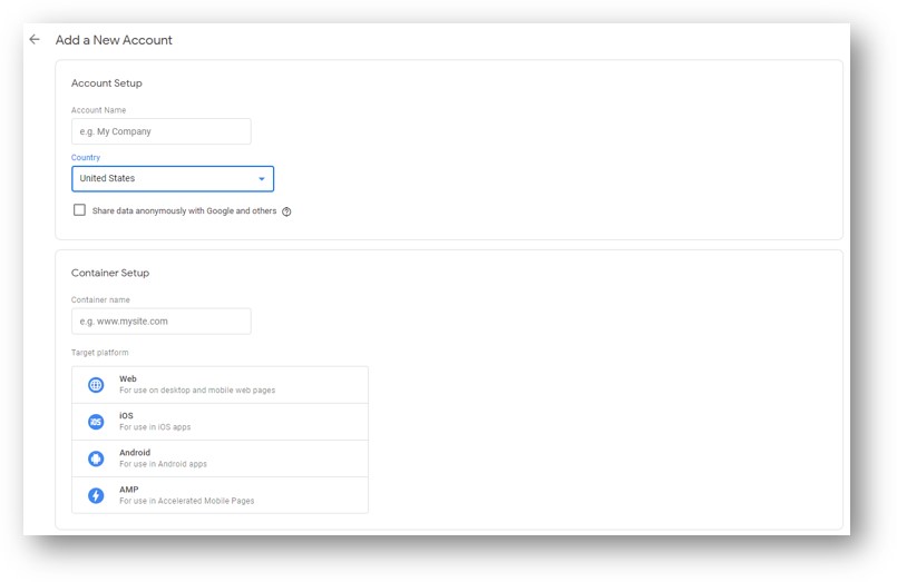 create google tag manager account