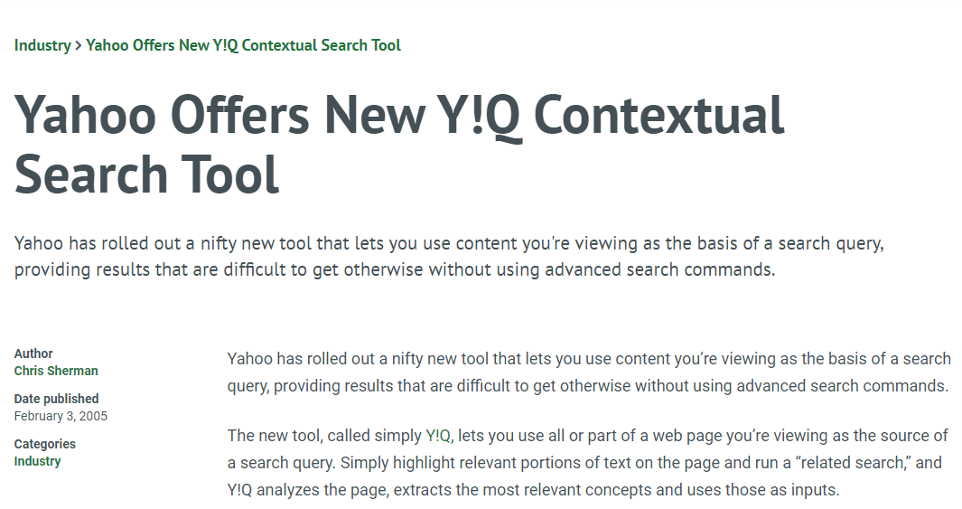 yahoo contextual search