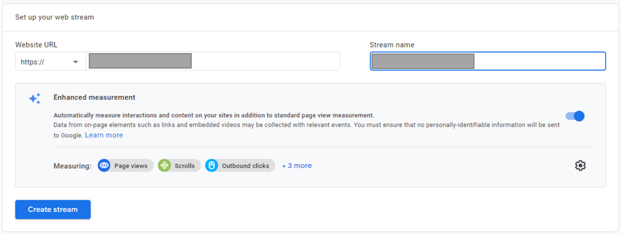 create a ga4 data stream