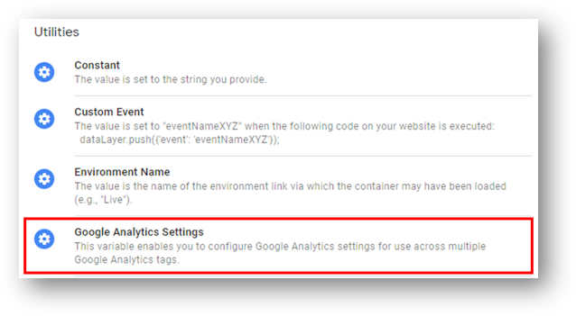 google analytics settings variable