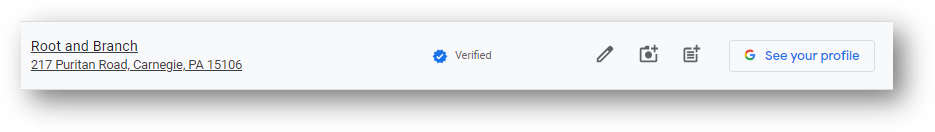 google business listing for root and branch