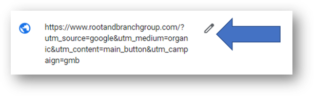 website field with utms in gmb