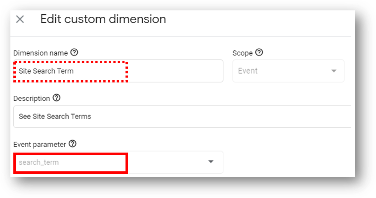 site search term ga4