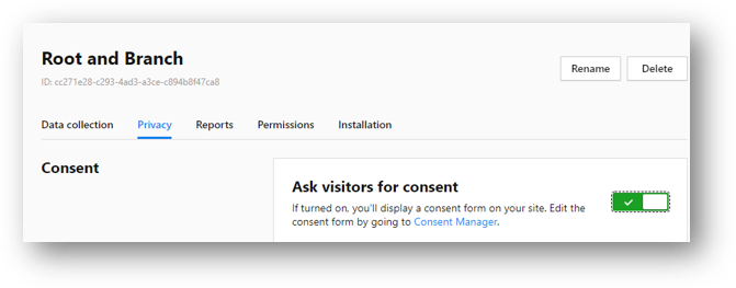 turn on consent manager