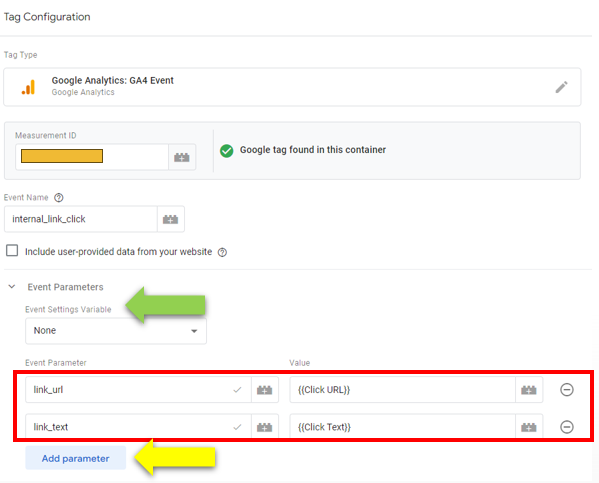 add event parameters in google tag manager