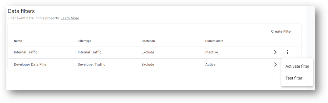 activate ga4 traffic filter