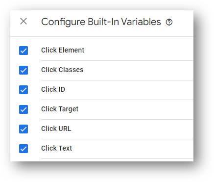 configure built in click variables