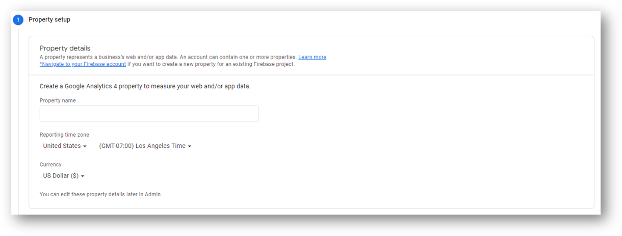 create ga4 property