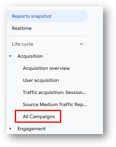 ga4 all campaigns report
