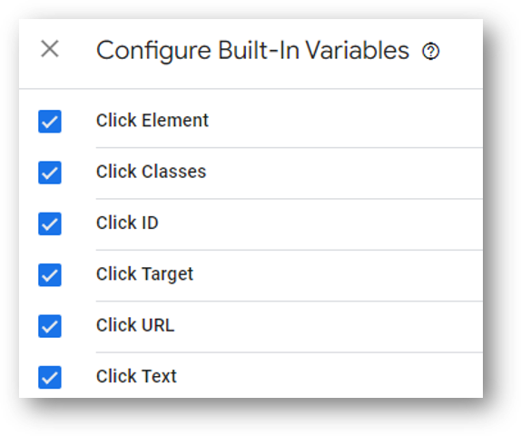 built in click variables