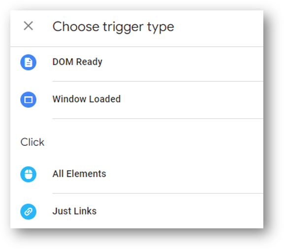 gtm trigger types