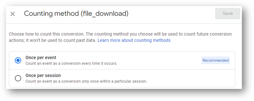 conversion counting method ga4