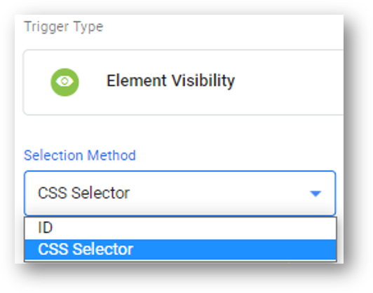 id or css selector in gtm element visibility