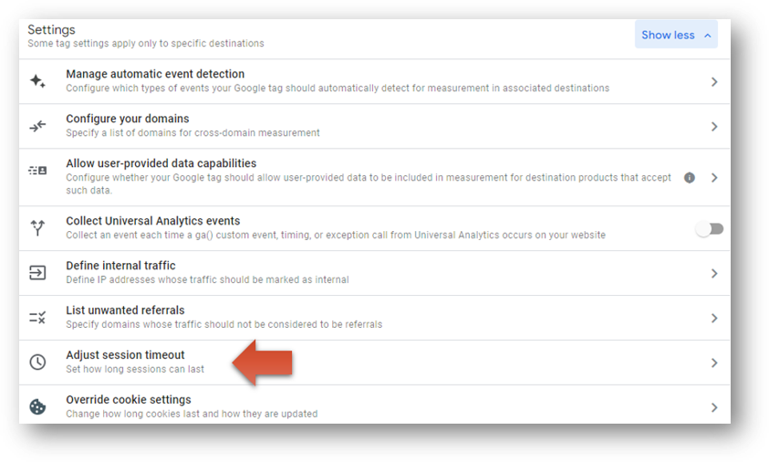 adjust session timeout ga4