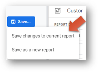 save changes to ga4 custom report