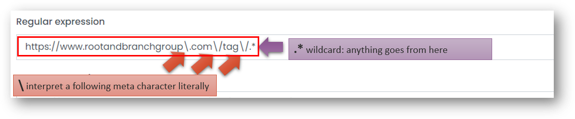 a diagnosed ga4 regular expression