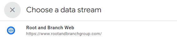 choose data stream for ga4 search console link