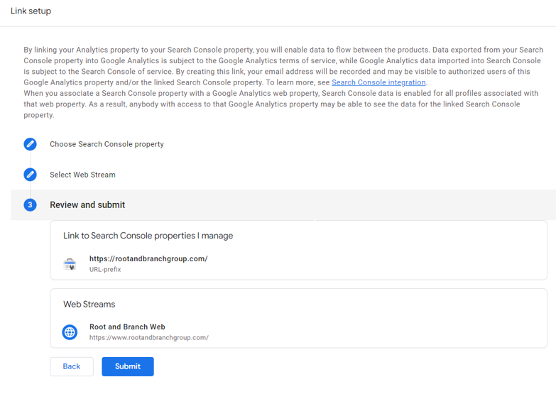 submit link to search console