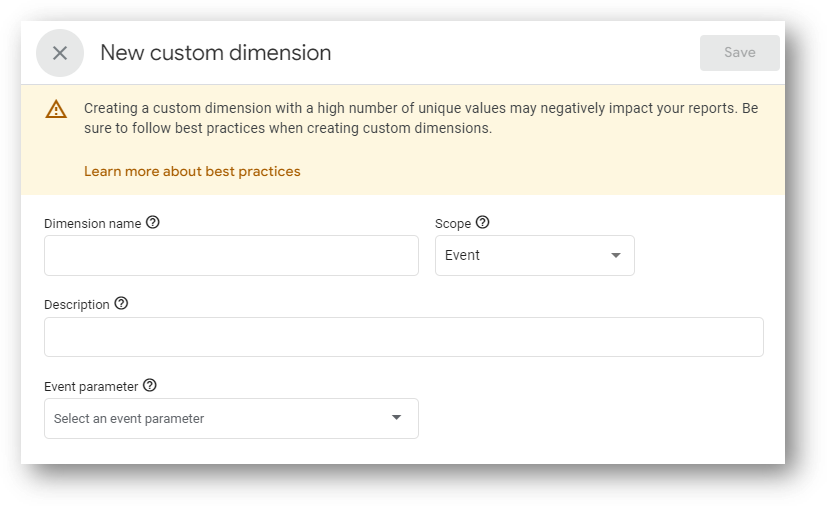 new custom dimension