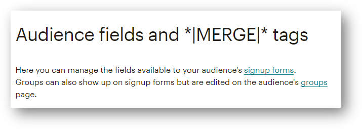 audience fields and merge tags