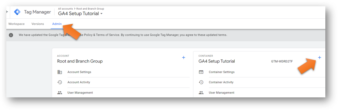 google tag manager admin