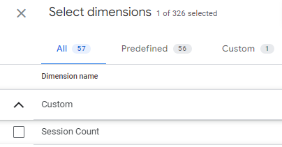 session count custom dimension