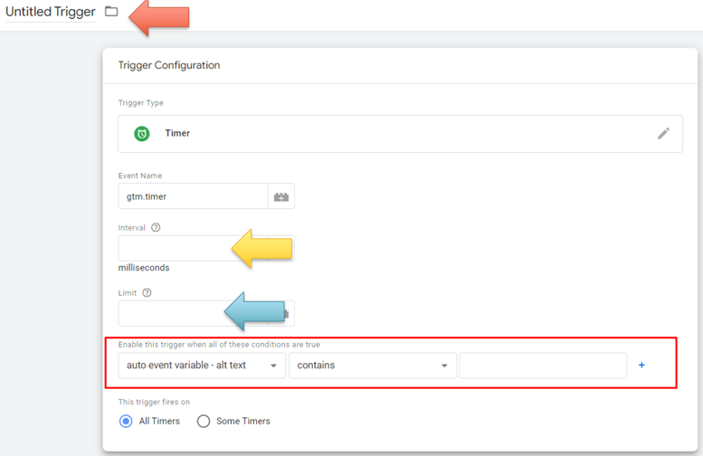 configure new page timer trigger