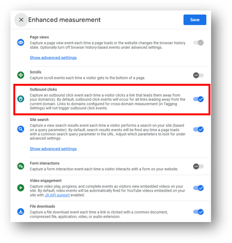 enhanced measurement ga4 click event