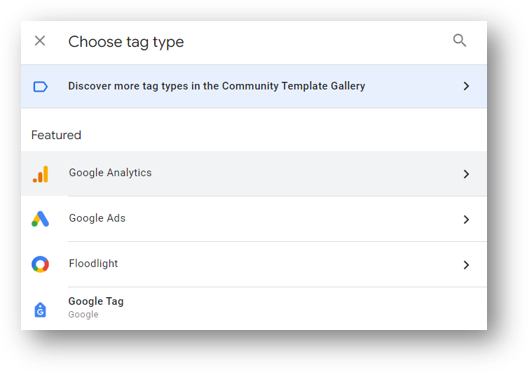 google tag manager tag types