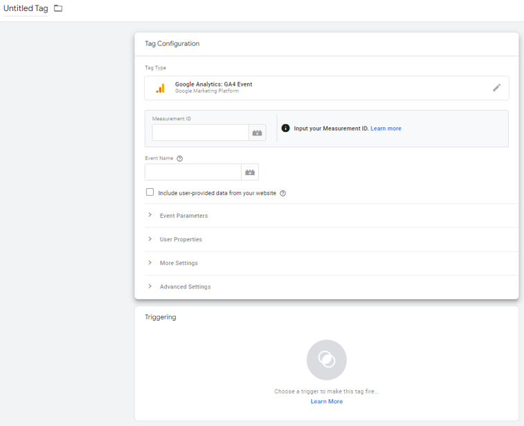 new untitled ga4 event tag