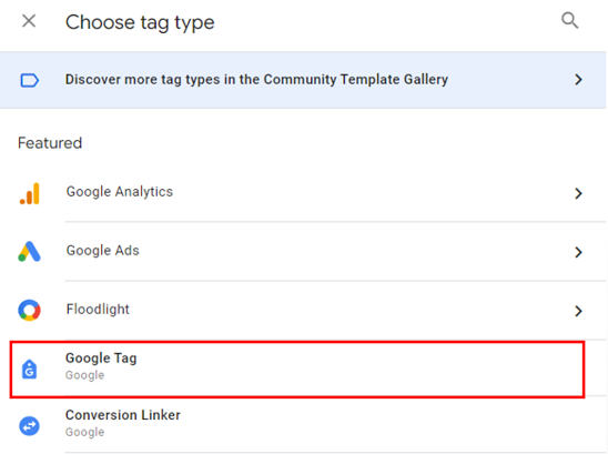 create new google tag