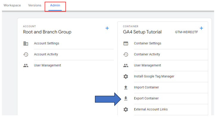 export ga4 container