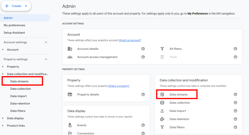 2 ways to find data streams