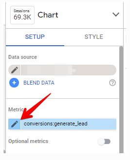 add metric to looker chart