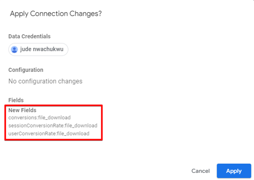 apply looker connection changes for conversions