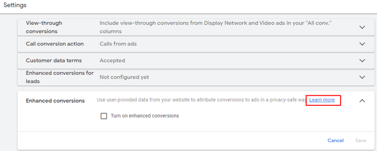 google ads enhanced converson requirements