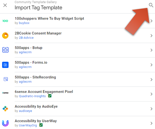 search for community tag templates